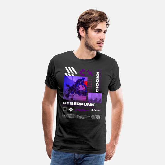 Purple White Creative Cyberpunk T Shirt