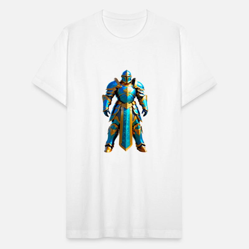 Regal Knight in Blue and Gold Armor