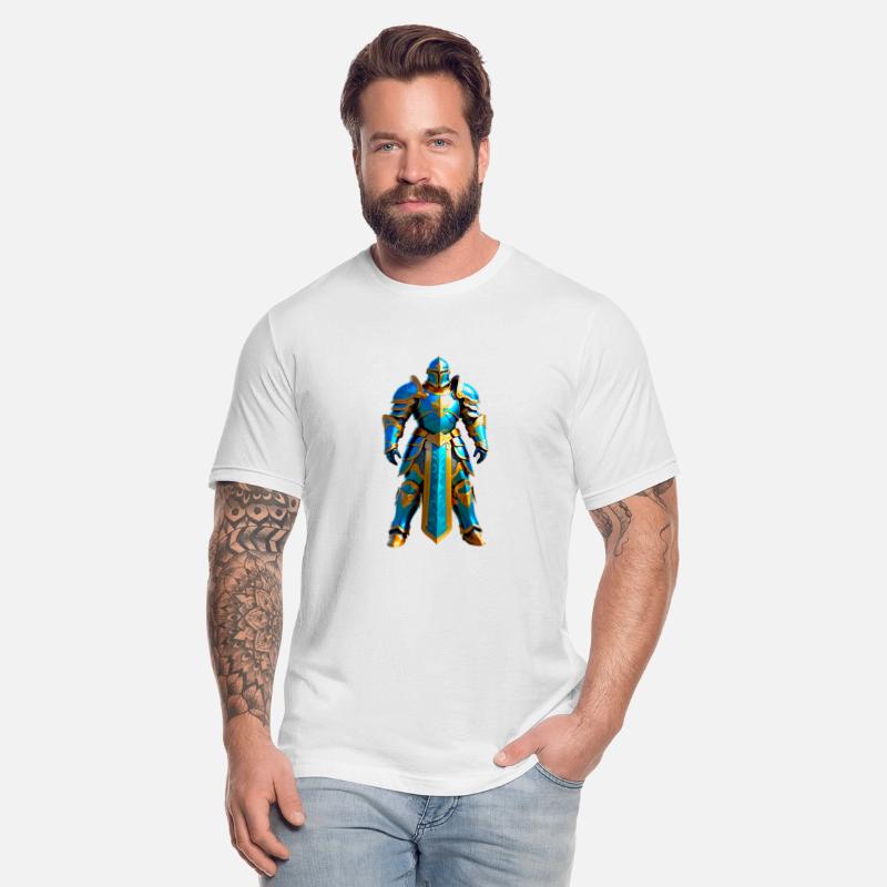 Regal Knight in Blue and Gold Armor