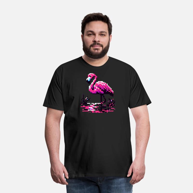 Retro Flamingo: Pixelated Waterside Elegance