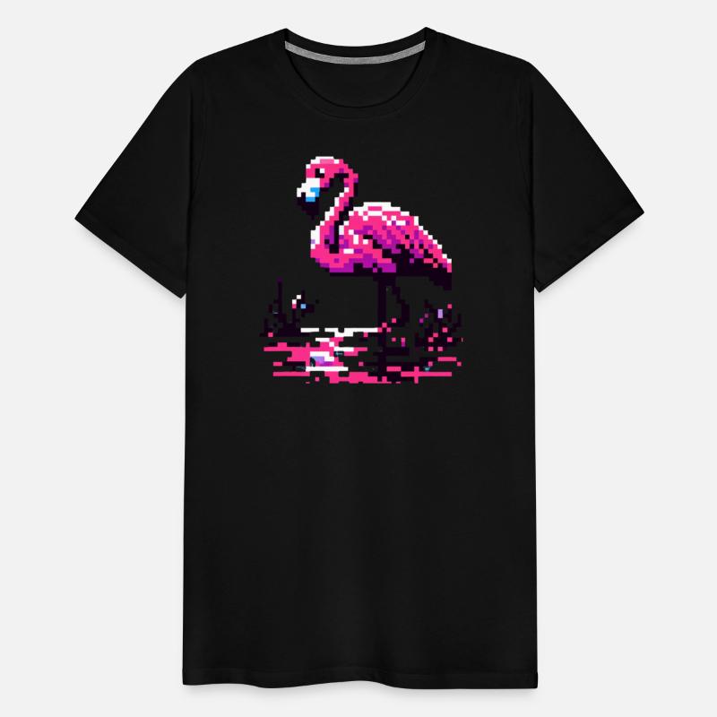 Retro Flamingo: Pixelated Waterside Elegance