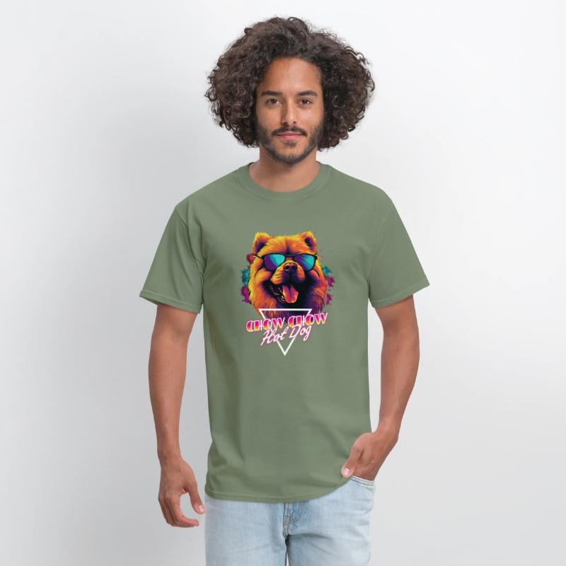 Retro Wave Chow Chow Hot Dog Shirt
