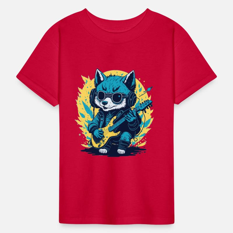 Rockin' Wolf Cub, Fun Cute Illustration Tee Design