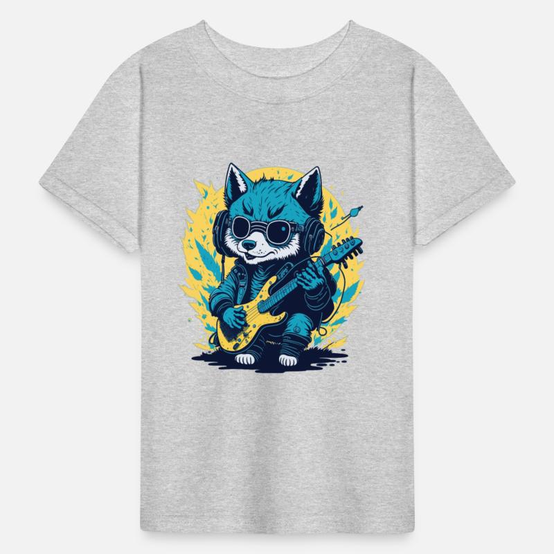 Rockin' Wolf Cub, Fun Cute Illustration Tee Design