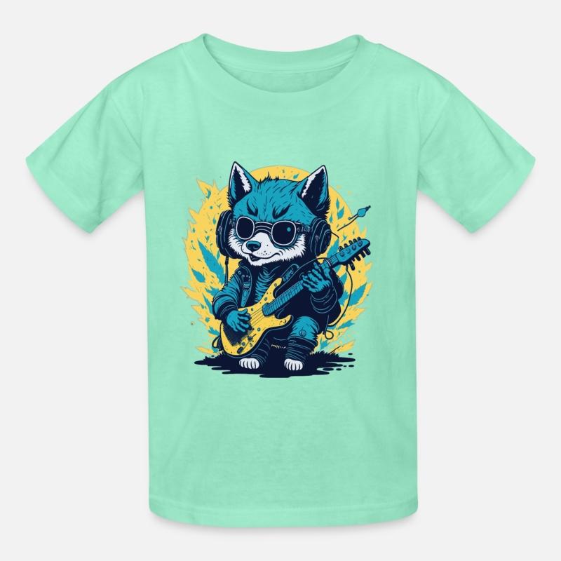 Rockin' Wolf Cub, Fun Cute Illustration Tee Design
