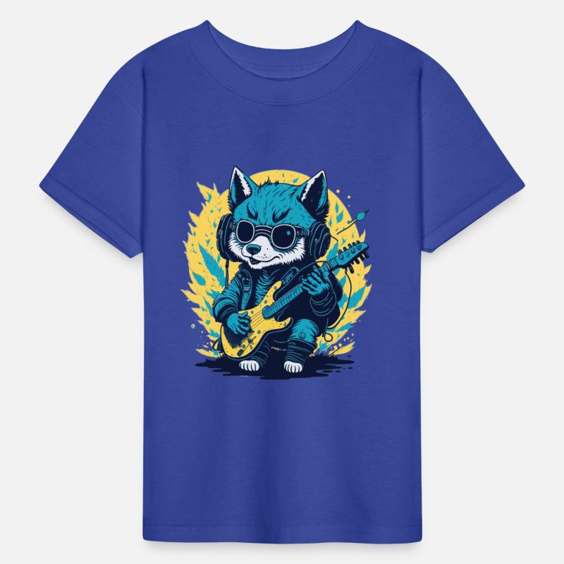 Rockin' Wolf Cub, Fun Cute Illustration Tee Design
