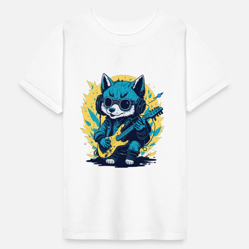 Rockin' Wolf Cub, Fun Cute Illustration Tee Design