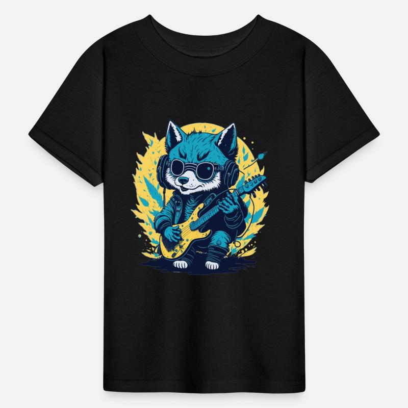 Rockin' Wolf Cub, Fun Cute Illustration Tee Design