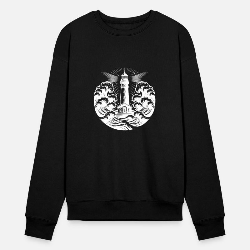 Shining Coastal Lighthouse In Heavy Waves