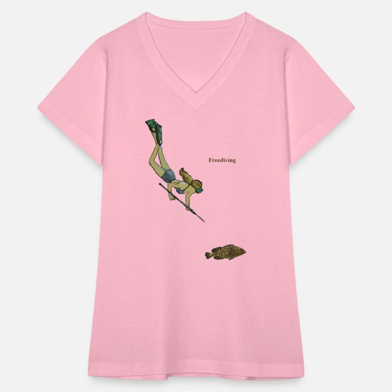 Spearfishing Freediving Woman Diver with a Fish