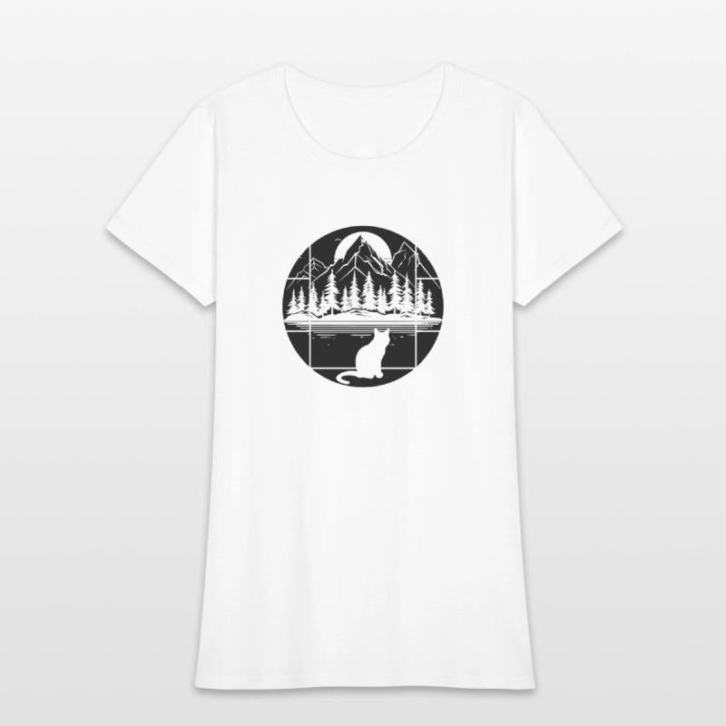 The cat looks towards the mountains - Black&White