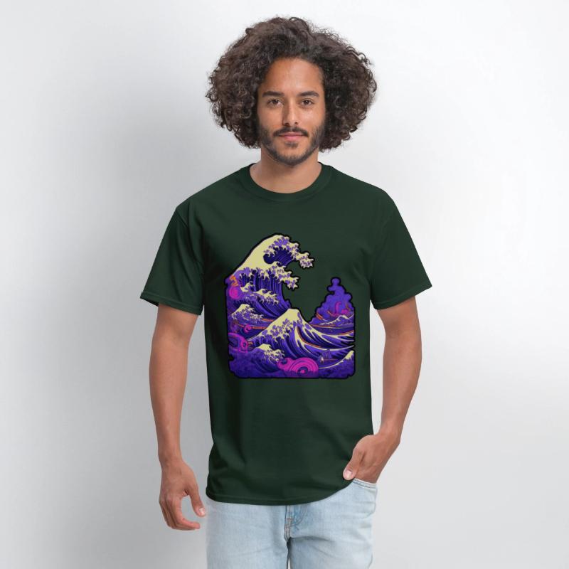 Tsunami wave japanese art, low colour palette