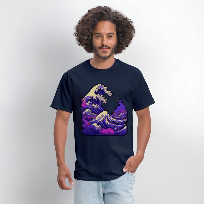 Tsunami wave japanese art, low colour palette