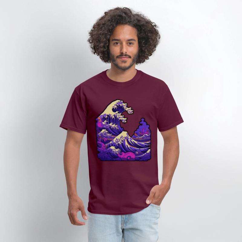 Tsunami wave japanese art, low colour palette