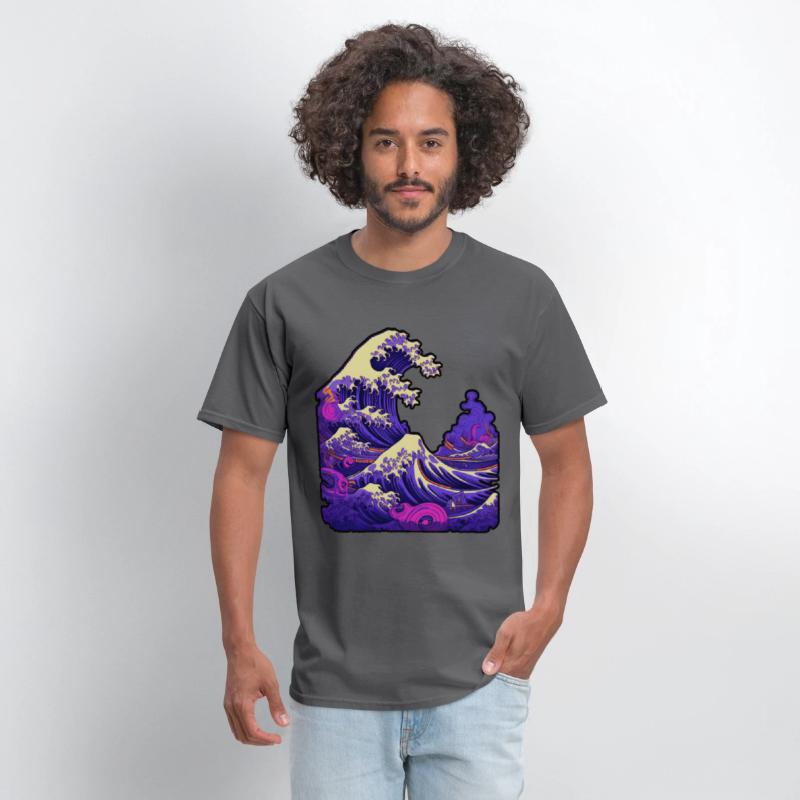 Tsunami wave japanese art, low colour palette