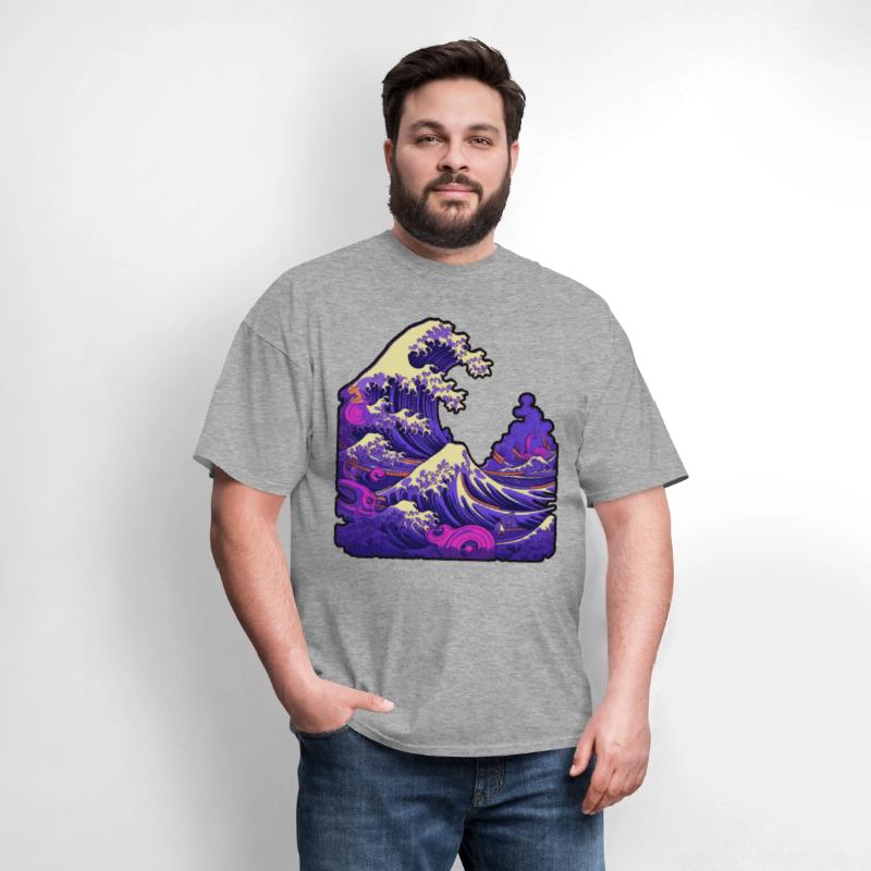 Tsunami wave japanese art, low colour palette