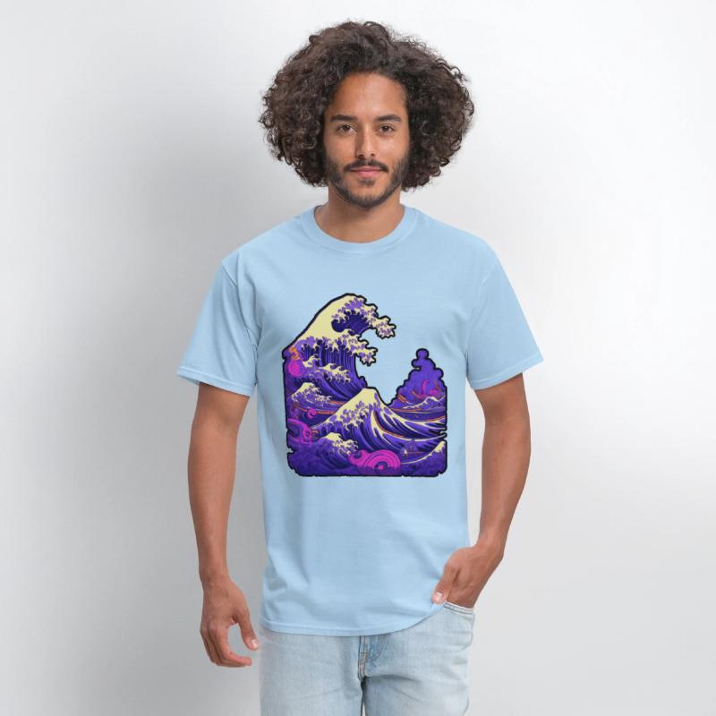 Tsunami wave japanese art, low colour palette