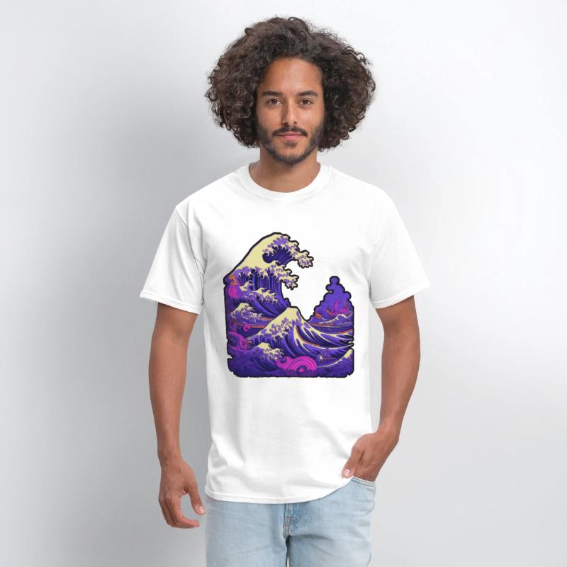 Tsunami wave japanese art, low colour palette