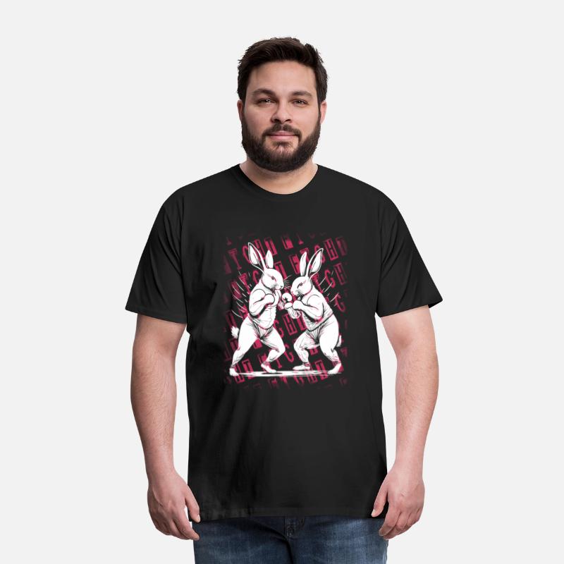 Two White Rabbits Boxing