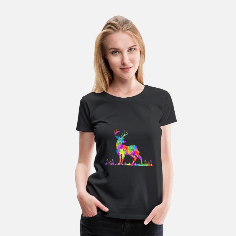 Watercolor Deer Silhouette Colorful Deer