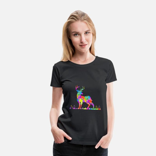 Watercolor Deer Silhouette Colorful Deer