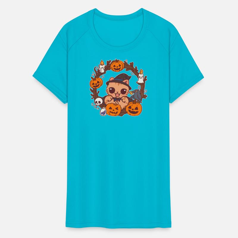 Whimsical Halloween Cat with Pumpkin Magic