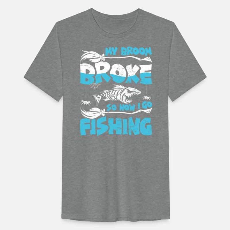 Witches Shirt My Broom Broke Now I Go Fishing