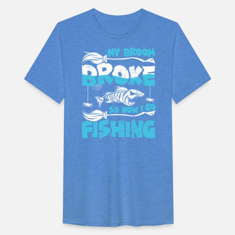 Witches Shirt My Broom Broke Now I Go Fishing