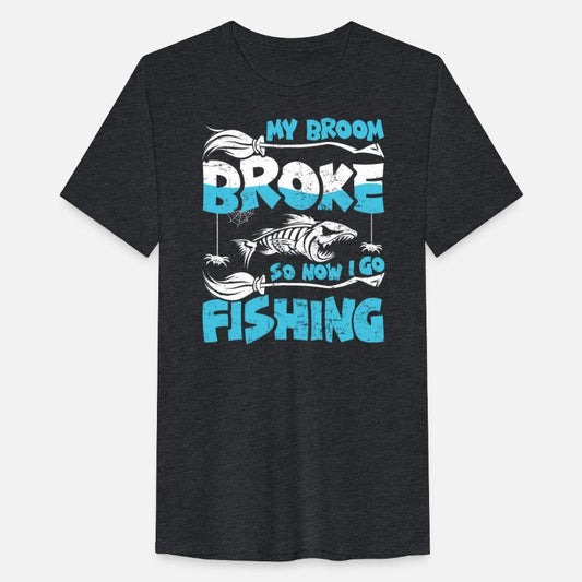 Witches Shirt My Broom Broke Now I Go Fishing