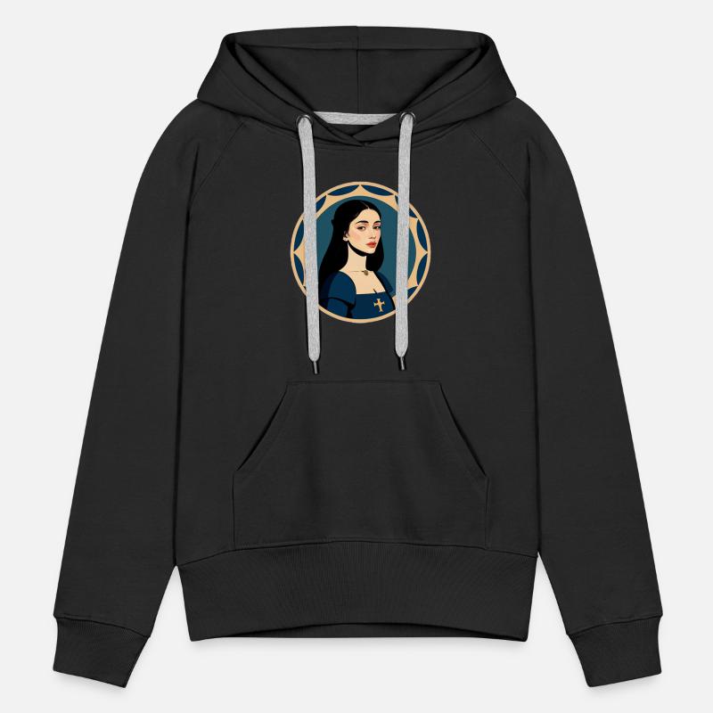 Young beautiful woman in blue medieval garb