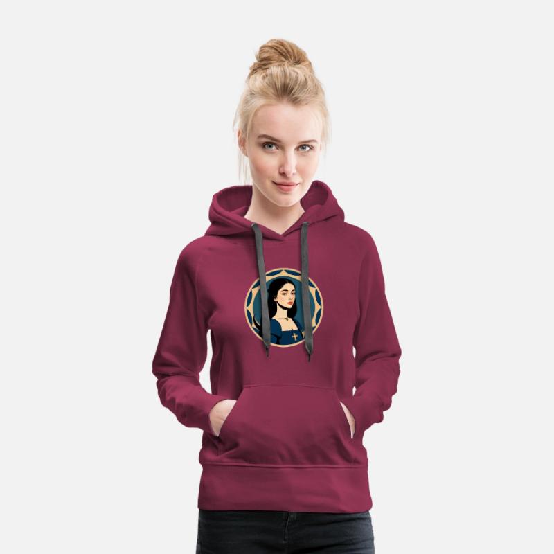 Young beautiful woman in blue medieval garb