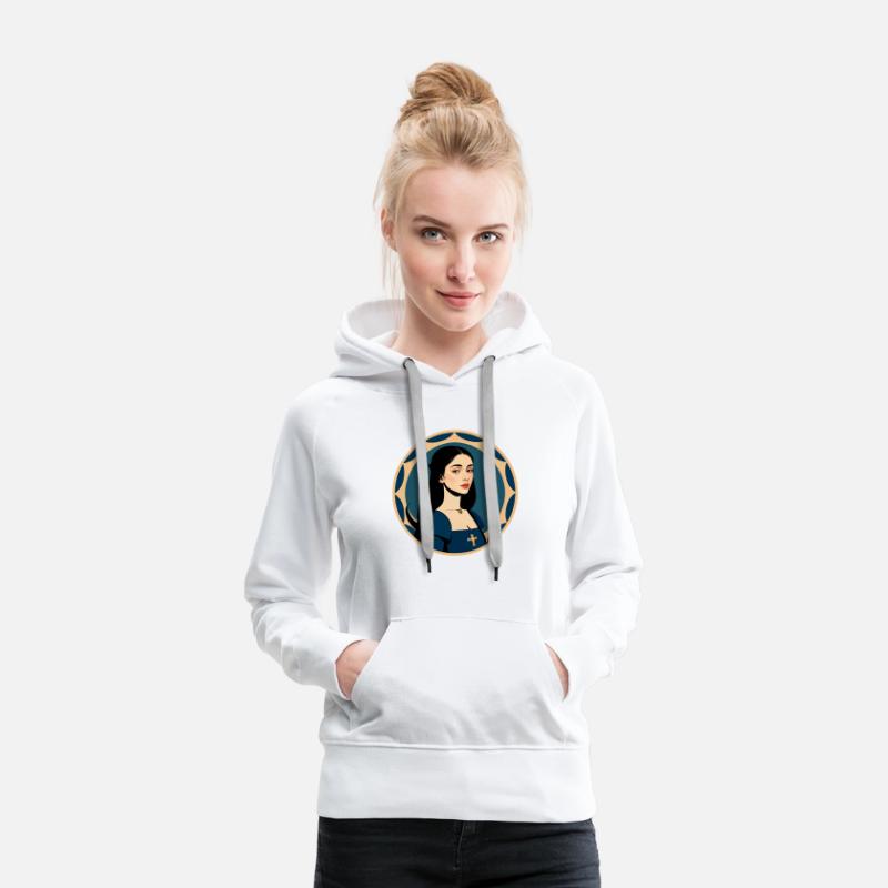 Young beautiful woman in blue medieval garb